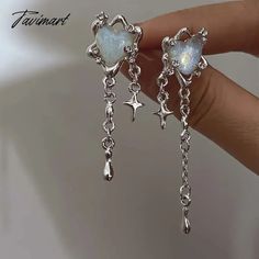 TAVIMART - New Y2K Sweet Cool Wind Love Tassel Star Earrings for Women Fashion Design Personality Earring Party Jewelry Gifts Earring Party, Women Fashion Design, Y2k Earrings, New Y2k, Shiny Jewelry, Pretty Jewelry Necklaces, Pretty Jewelry, Jewelry Lookbook, Fancy Jewelry