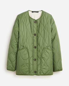 J. Crew Womens XL Reversible Puffer Jacket PrimaLoft Green Ivory Warm $228 NEW Pit to Pit - 27" Overall Length - 31" The perfect in-between-seasons layer, it features our cozy teddy sherpa on one side and a quilted texture on the other. Plus, it comes with sleek side pockets to keep hands cozy and store your essentials. It's also crafted from recycled polyester puffer fabric and filled with PrimaLoft, a down alternative that keeps you warm and keeps plastic bottles out of oceans and landfills. 100% recycled polyester. Collarless. Button closure. Patch pockets. Lined. Machine wash. Imported. J Crew Outfits, Reversible Puffer Jacket, Warm Winter Jackets, Blue Puffer, Down Puffer Coat, Puffer Jacket Women, Black Puffer, Jcrew Women, Faux Fur Jacket