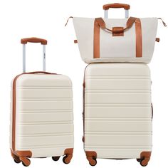 2-piece set includes 20" luggage + 1 hand travel bag or 24" luggage + 1 hand travel bag. 3-piece set includes 20" + 24" luggage + 1 hand travel bag or 20" + 28" luggage + 1 hand travel bag. One set for all your different travel needs. Made of ABS material, smooth 360° swivel wheels and expandable features make your travels easier. Equipped with an upgraded TSA lock, only you or a TSA agent can easily access your belongings while traveling. Plenty of storage space and a fully lined interior with Hard Case Luggage, Spinner Wheel, 3 Piece Luggage Set, Lightweight Suitcase, Large Luggage, Lightweight Luggage, Hardside Luggage, Checked Luggage, Spinner Suitcase