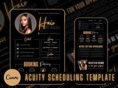 a black and gold hair salon brochure