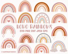 boho rainbows svg clipart set