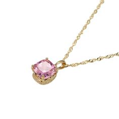 Bella Luce® pink tourmaline and white diamond simulants 7.12ctw square cushion and round, Eterno™ 18k yellow gold over sterling silver October birthstone pendant with chain. Includes a 18" L  x 0.03" W singapore chain that has a 2" extender and lobster claw clasp closure. The pendant measures approximately 0.38" L x 0.38" W and has a 3mm bail. Pendant With Chain, Diamond Simulant, Pink Necklace, Birthstone Pendant, Pink Gemstones, October Birthstone, Jewelry Inspo, October Birth Stone, Pink Tourmaline