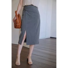 Lasaky - Stylish and Chic High-Waisted Split Hem Pencil Skirt with Knot Detail Wrap Around Skirt, Satin Midi Skirt, Types Of Skirts, Split Hem, Olivia Mark, Dance Wear, Pencil Skirt, Midi Skirt, Fashion Shoes