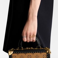 LOUIS VUITTON® - Lv Lace Rings - Gold Luxury Brown Formal Rings, Luxury Brown Jewelry With Diamond Accents, Luxury Rectangular Jewelry Aaa Quality, Designer Yellow Gold Rings For Evening, Louis Vuitton Gifts, Louis Vuitton Official Website, Lace Ring, Trunk Bag, Leather Denim