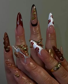 Martini Glass Nails, Martini Nails Designs, Long Claw Nails, Dirty Martini Nails, Espresso Martini Nails, Chaotic Nails, Capricorn Nails Designs, Kiss Nail Art, Stained Glass Nails