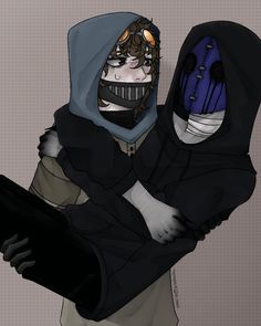 a man in a hoodie holding onto another person's face with one arm wrapped around him