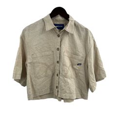 Gas Jeans Linen Blend Nausyca Button Front Shirt Size Small New. Button Front Collared Shirt Two Large Chest Pockets Relaxed Fit Cotton Linen Blend New With Tags Armpit To Armpit 22" Length 21" Casual Beige Top With Buttons, Collared Beige Tops With Snap Buttons, Beige Button-up Top With Placket, Beige Collared Tops With Snap Buttons, Casual Beige Tops With Button Closure, Casual Beige Tops With Snap Buttons, Beige Button-up Shirt With Button Closure, Classic Beige Tops With Buttoned Pockets, Casual Beige Button-up Tops