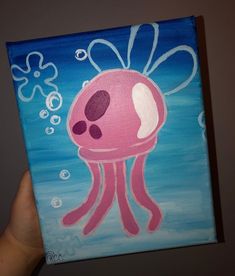 a painting of a pink octopus in the water