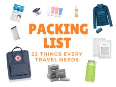 there are many items that can be found in the packing list, including toiletries and bags