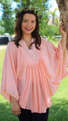 Etsy Batwing Blouse In Orange Bohemian Style V-neck Free Size Blouse, Cheap Bohemian Blouse With 3/4 Sleeves, Bohemian Cotton Peasant Top With V-neck, Pretty Angel Clothing, Flowy Bohemian V-neck Tunic, Hippy Clothing, Bohemian Blouse With Gathered Sleeves, V-neck, Batwing Blouse, Sacred Threads