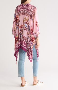 Love to layer this lightweight ruana that is covered in a garden bird design that is perfect for your next warm-weather adventure. 36" length (size O/S) Open front Short sleeves 100% rayon Hand wash, dry flat Imported Spring Beach Outerwear With Boho Print, Spring Boho Print Outerwear For Beach, Boho Print Outerwear For Beach In Spring, Boho Print Outerwear For Spring Beach, Casual Boho Print Outerwear For Spring, Summer Floral Print Outerwear One Size, Bohemian Floral Print Vacation Outerwear, Summer Floral Print One-size Outerwear, Summer Floral Outerwear One Size