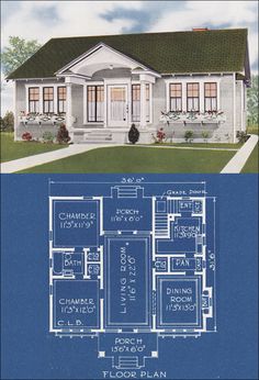 a blueprint shows the floor plan for a house with two stories and three windows