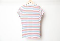 Vintage ribbed striped t-shirt Across chest - 17 inches Length - 23 inches Excellent condition! ss04 Pastel Stripes, Club Kids, Striped T Shirt, Top T Shirt, Vintage Tshirts, T Shirt Top, Seattle, Vintage Ladies, Womens Shirts