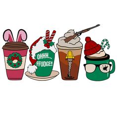 an image of coffee and drinks with bunny ears on their heads for the holiday season