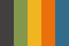 an orange, green and red color scheme with vertical lines in the center that are parallel to each other