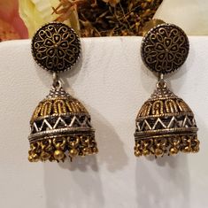 Genuine Jumke Boho Bali Earrings. Handmade India. Brass And Silver. **Always Bogo Buy2 Get1 Free- @Pepepizzazz **I Accept Reasonable Offers *** Bundle! The More You Bundle The Better The Discount Handmade Silver Jhumkas For Party, Silver Dual-tone Earrings For Party, Nickel Free Metal Danglers For Festive Occasions, Oxidized Gold Jhumkas For Gift, Gold Oxidized Jhumkas Gift, Silver Metal Jhumkas For Party, Adjustable Festive Earrings For Celebration, Silver Dual-tone Danglers For Gifts, Celebration Metal Jhumkas