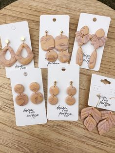 Tan and cream marble Gold finishings Lightweight earrings, you'll forget you even have them on! Handmade Beige Drop Earrings, Clay Marmor Earring, Tan Clay Earrings, Marble Clay Earrings, Polymer Clay Marble Earrings, Marble Earrings, Marble And Gold, Fall Earrings, Light Weight Earrings