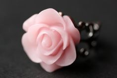 BACK to SCHOOL SALE Pink Rose Ring. Light Pink Flower Ring. Gold Ring. Silver Ring. Bronze Ring. Cop Pink Flower Ring With Rose Design, Pink Rose Design Ring For Gift, Pink Rose Design Flower Ring, Pink Flower Ring, Resin Rose, Light Pink Flowers, Bronze Ring, Copper Ring, Rose Ring