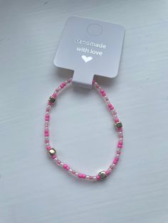 Pink and Gold beaded bracelets. Made to fit each customer's wrist with personalised sizing. Pearl, pink and gold beads Gold Beaded Bracelets, Pink Beaded Bracelets, Gold Beaded Bracelet, Pearl Pink, Gold Bead Bracelets, Summer Bracelets, Gold Beads, Beaded Bracelet, Pink And Gold