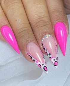 Pink Animal Print Nails, Posh Nails, Cheetah Nail Designs, French Tip Acrylic Nails, Classy Acrylic Nails, Print Nails, Animal Print Nails, Glam Nails