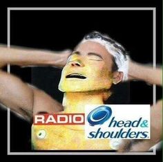 a man with his hands on his head and the words radio head shoulders in front of him