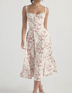 This Solid-Color Disty Floral Strap French Long A-Line Dress is perfect for any occasion. Crafted from a lightweight and slightly-stretch Polyester fabric for a comfortable fit, this dress is designed with a neck strap, backless details, and flounce ruffle hem for an elegant touch. Available in four colors - Light Blue, Red, Blue, and White - you can dress up or down to create any look you desire. Color: Light Blue,Red,Blue,WhiteStyle: Cute,Elegant,CasualPattern Type: Solid-color,Disty FloralDet Floral Print Sundress, Midi Sundress, Spaghetti Strap Maxi Dress, Mode Design, Bustiers, Maxi Wrap Dress, Fashion Mode, Corsets, Corset Dress