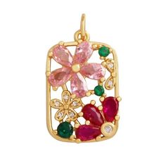 Gold Tone Large Pave Pink Red Flower Burst Charm Measures 1 inches Water Resistant & Tarnish Free Made in The US Weighs 2 oz Pink Flower Pendant Jewelry With Charms, Red Flower Charm Pendant Jewelry, Red Pendant Jewelry With Flower Charm, Red Flower Pendant Jewelry With Charm, Red Flower Pendant Jewelry With Flower Charm, Red Flower Pendant Jewelry For Mother's Day, Multicolor Flower Shaped Jewelry With Charms, Red Flower Charm Jewelry For Valentine's Day, Multicolor Flower-shaped Jewelry With Charms