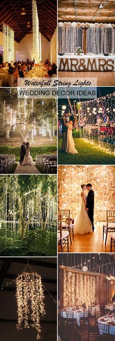 wedding decorations and lighting for an outdoor ceremony