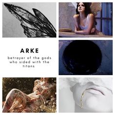 an advertisement for arke featuring images of women with wings and text that reads,'beware of the gods who added with the titans '