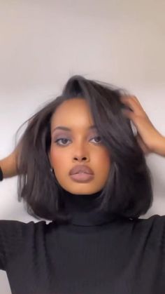 Layer Bob Black Women, Black Women Long Bob Hairstyles, 10in Bob Hairstyles For Black Women, 90s Lob Black Women, Layered Bob Black Hair, 90s Bob Side Part, Solange Short Hair, Volume Bob Hairstyles For Black Women, Black Hairstyles Bob Mid Length