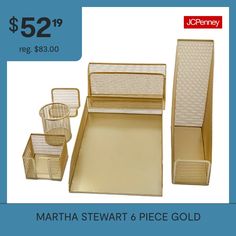 martha stewart & piece gold $ 529 99 for this set of drawers, baskets and trays