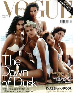 four women in bikinis on the cover of a magazine