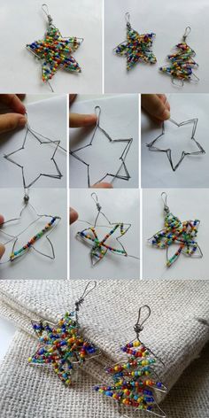 the instructions to make beaded star earrings