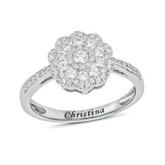 a diamond ring with the name christia on it