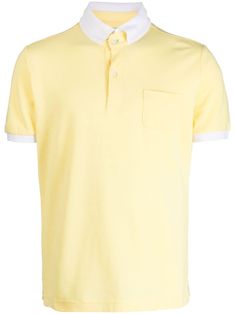 pastel yellow/white cotton contrasting trim polo collar short front button fastening short sleeves straight hem Yellow Shirts, Pastel Yellow, Cotton Polo Shirt, Cotton Polo, Contrast Trim, Polo Collar, White Cotton, Yellow White, Polo Shirt