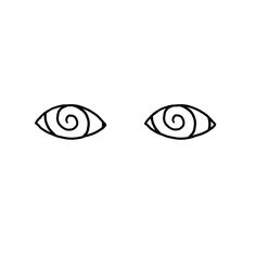 an eye drawn in black and white with the outline of two eyes facing each other