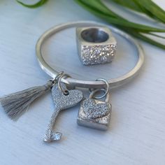 Vestopazzo Aluminium Bangle Bracelet Lock Key And Ring Size 6.5 Metal Bangle Jewelry Gift, Silver Wristlet Bracelet For Gift, Silver Bangle Wristlet As Gift, Locks & Key, Womens Jewelry Bracelets, Key, Bangle Bracelets, Bangles, Ring Size