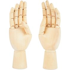 two wooden hand sculptures made to look like hands