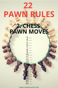 Beginners should learn 22 chess pawn rules. Number 2 is the chess pawn moves, there are 21 pawn rules that you should also know! #chesspawnrules #chesspawnmoves #chessdelights #chessrulesforbeginners #chessrules #pawnrules Chess Rules For Beginners, Learning Chess, Massage Ideas, Improve Brain Power, Wizard Chess