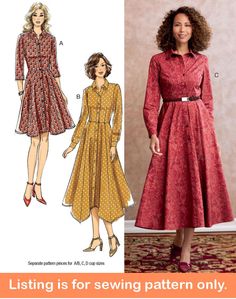 a women's dress and jacket sewing pattern from the butterick book, featuring an image of a woman in a red dress