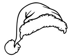 a black and white drawing of a santa hat