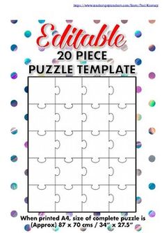 the printable puzzle template is shown with confetti