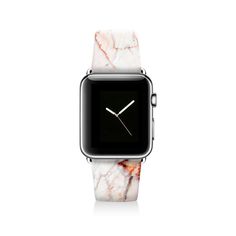 an apple watch with colorful flowers on it's face and white band, against a white background