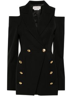 Racing Fashion, Black Alexander Mcqueen, Alexander Mcqueen Clothing, Mc Queen, Black Tweed, City Dress, Twill Weave, Dress Inspo, Double Breasted Jacket