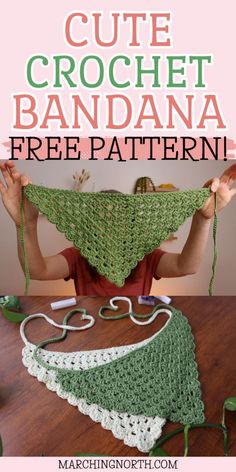 crochet bandana free pattern with text overlay that reads, cute crochet bandana free pattern