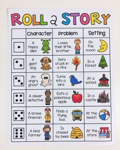 a roll and story game with pictures on it