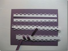 a purple and white card with lace on it, next to an instagram post