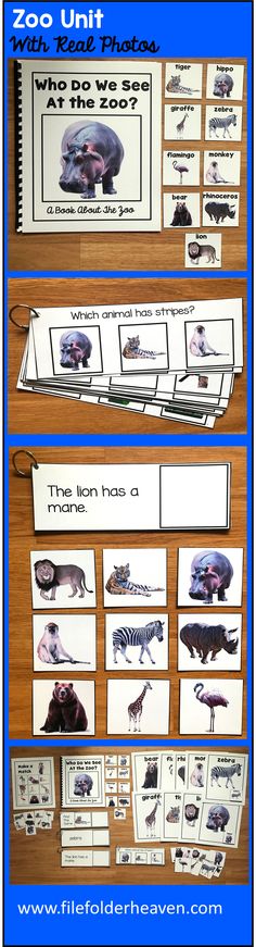 an animal unit with pictures and text on it