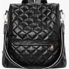 Free Shipping Waterproof Cruelty Free And Vegan Leather 3-Way Wear Looks Great With A Black Puffer Quilted Coat And Adds Flare To Any Outfit! Polyurethane Lining Zipper Closure [High-Quality Material]: Warm Tip: The Long Shoulder Strap Is Made Of Canvas, If You Don't Receive A Detachable Shoulder Strap, Please Contact Us By Email. This Women Backpack Purse Is Made Of High Quality Water Resistant Soft Pu Leather, Metal Accessories And Fabric Lining, Which Is Fashionable And Durable. [Dimensioin & Designer Travel Bags, Black Lattice, Women Backpack Fashion, Water Resistant Backpack, Large Travel Bag, Backpack Free, Leather Backpack Purse, Purse Fashion, Travel Bags For Women