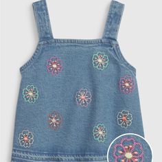 Authentic, No Stretch Denim Tank Top. Square Neck. Tank Straps. Allover Embroidered Florals. Better Denim. Better Planet. This Pair Of Denim Is Part Of Our Water-Saving Washwell Program. Compared To Conventional Wash Methods, Washwell Has Saved Millions Of Liters Of Water Since 2016. Nwt Gap Kids 5 Embroidered Summer Tops For Playtime, Cute Denim Blue Cotton Tops, Cute Denim Tops For Summer, Cute Summer Denim Tops, Cute Blue Denim Tops, Cute Denim Top For Spring, Gap Cotton Denim Blue Tops, Gap Denim Blue Cotton Tops, Spring Denim Top By Gap